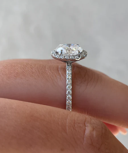 Oval Halo with Pavé Band