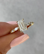 Load image into Gallery viewer, Emerald Solitaire with Accent Band
