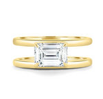 Load image into Gallery viewer, Emerald Solitaire with Double Band
