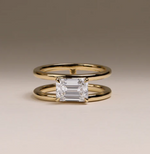 Load image into Gallery viewer, Emerald Solitaire with Double Band
